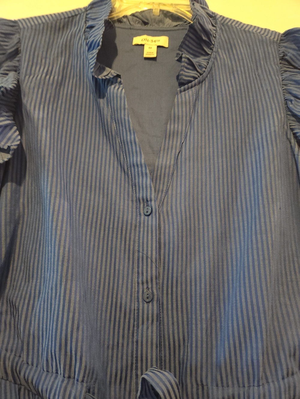 Blue Ruffle Sleeve Button-Front Midi Dress - Picture 4 of 5